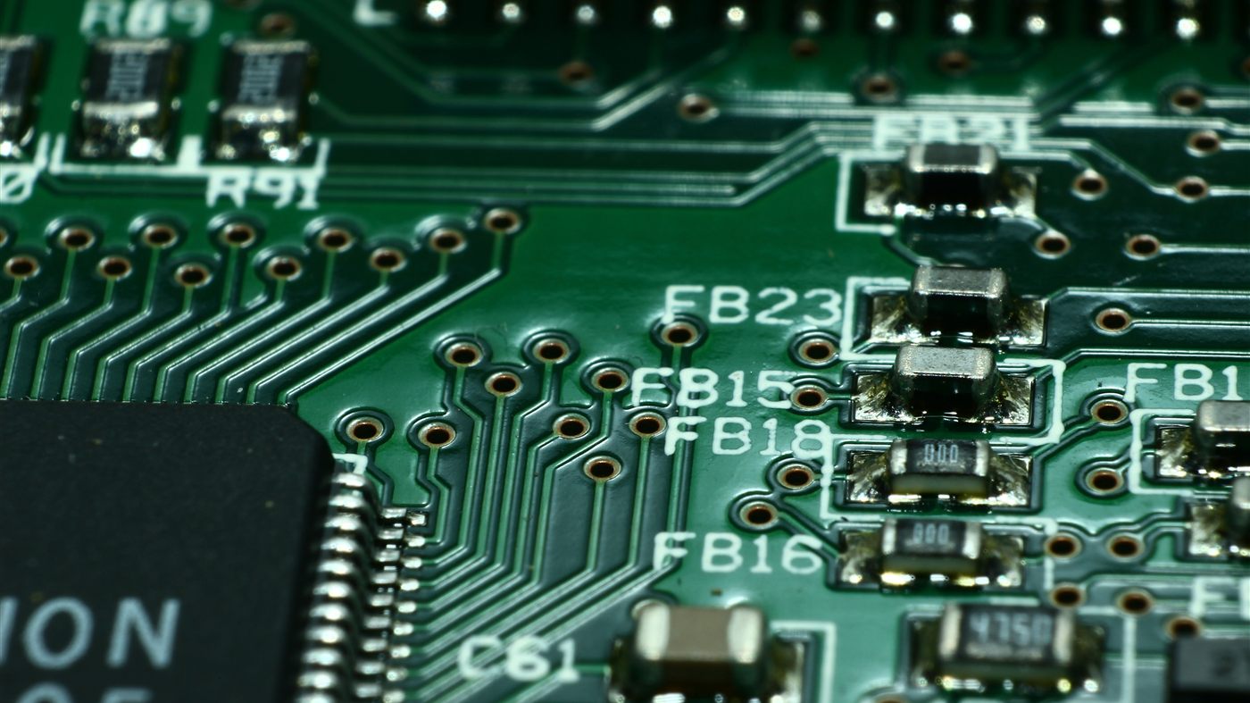 Close-up of components on an electronic circuit board