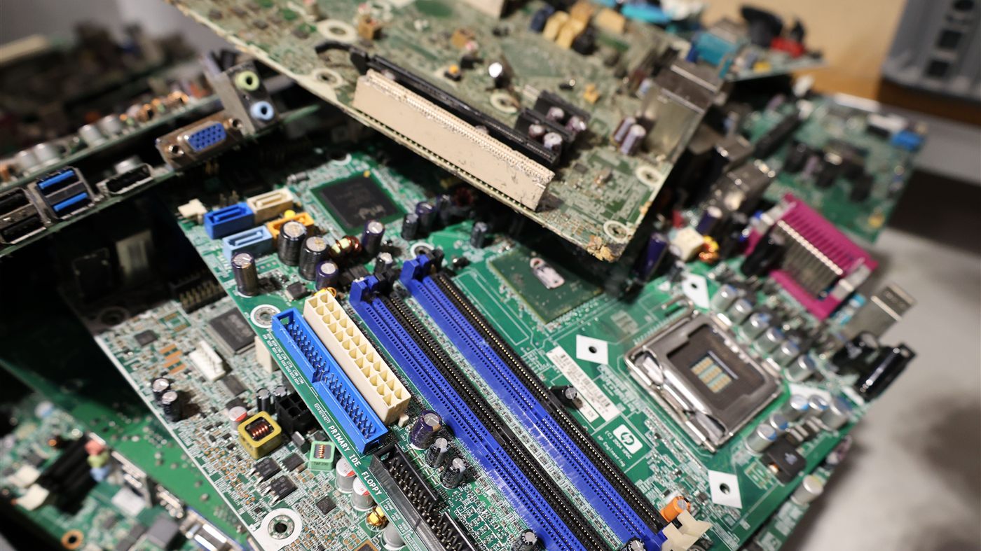 Pile of discarded electronic circuit boards